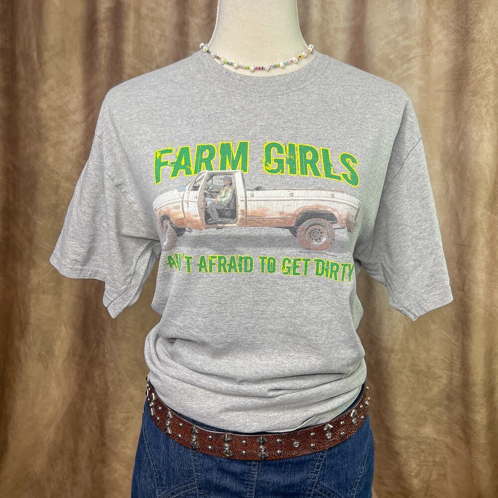 Farm Girls Trucker T-Shirt Ain't Afraid To Get Dirty Pick Up Truck Novelty Funny